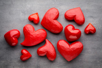 Fototapeta premium Red heart on the gray background.