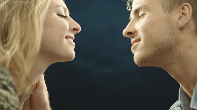 Adorable, cheerful couple in the romantic mood