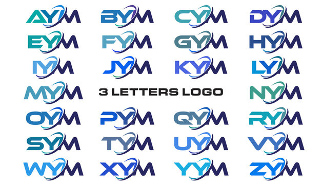3 letters modern generic swoosh logo AYM, BYM, CYM, DYM, EYM, FYM, GYM, HYM, IYM, JYM, KYM, LYM, MYM, NYM, OYM, PYM, QYM, RYM, SYM, TYM, UYM, VYM, WYM, XYM, YYM, ZYM