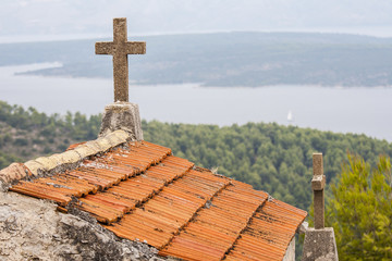 Cemetery of village Selca on the island of Hvar in Croatia