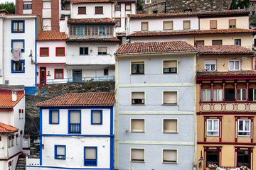 Close up of Northern Spain coastal villages traditional buildings