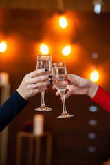 Celebration. People holding glasses of champagne making a toast