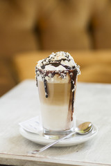 iced chocolate on wood