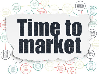 Timeline concept: Time to Market on Torn Paper background