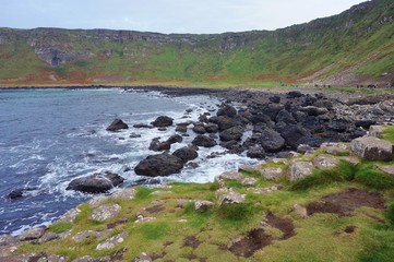 Giants Causeway hexagonal interlocking basalt column rocks in Northern Ireland