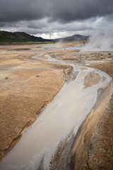 Volcanic Landscape around Mount Krafla in Iceland.