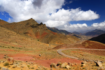 Winding road in in Atlas Mountains, Morocco, Africa