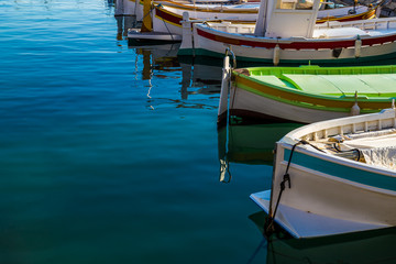 Fototapeta na wymiar Rowing boats in a harbour