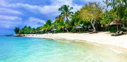 Serene tropical vacation. Beautiful beaches of Mauritius island