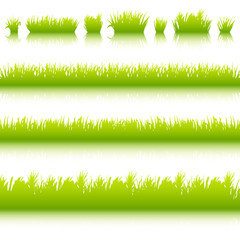 Green grass borders set vector