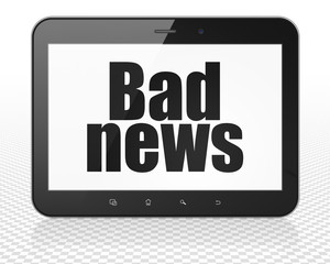 News concept: Tablet Pc Computer with Bad News on display