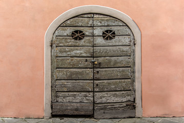 Arched wooden door
