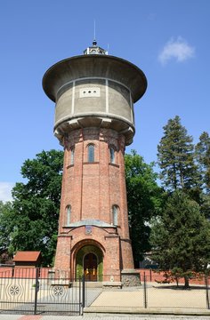 The historic water tower in Trebon, Czech Republic.