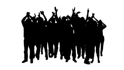 Crowd silhouettes. Full length.