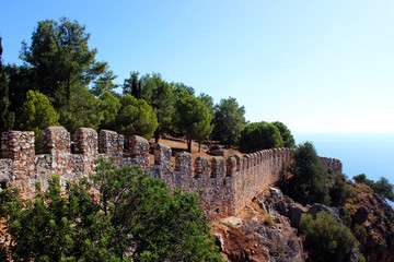 Fototapeta na wymiar Wall of Alanya Castle