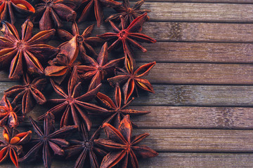 star anise on a wooden background