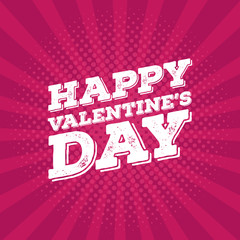 Greeting Card Happy Valentine's Day. Lettering on retro vintage background. Vector illustration