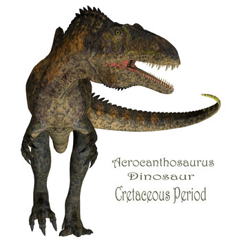 Acrocanthosaurus Dinosaur with Font - Acrocanthosaurus was a carnivorous theropod dinosaur that lived in North America during the Cretaceous Period.