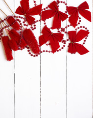 Christmas bows on white background 