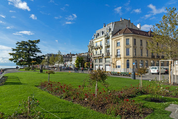 VEVEY, SWITZERLAND - 29 OCTOBER 2015 : Landscape of Embankment, Vevey, canton of Vaud, Switzerland