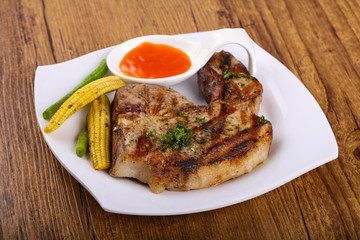 Grilled pork steak