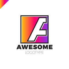 Letter F logo and letter A logo. Alphabet logotype in square vector design.