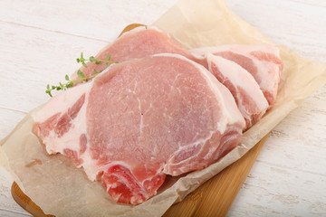 Raw pork steak
