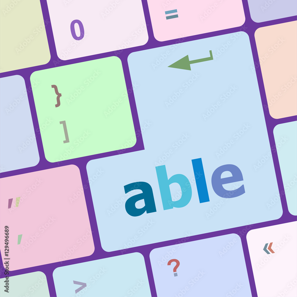 Poster modern computer keyboard key with able text on it