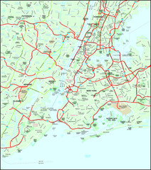 Fototapeta na wymiar Map of New York City with Major Roads