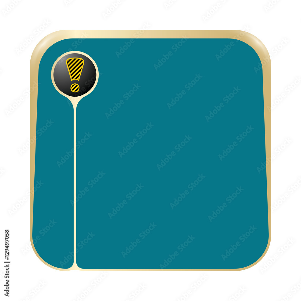 Poster a text box for fill your text and striped exclamation mark