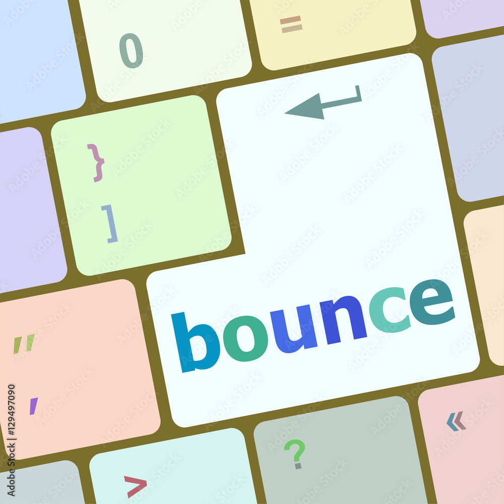 Poster bounce button on computer pc keyboard key