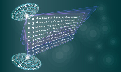 Futuristic colored abstract circles and the words big data