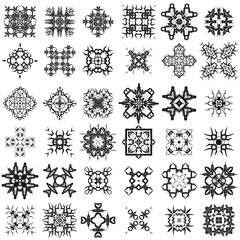 Set of Different Tribal Rosettes Tattoo Design Isolated on White Background. Polynesian Design