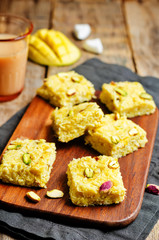Mango Coconut Burfi. Indian sweets