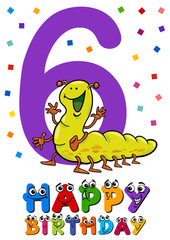 Obraz premium sixth birthday cartoon card