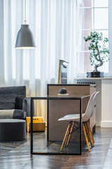 Kitchen table with white chairs