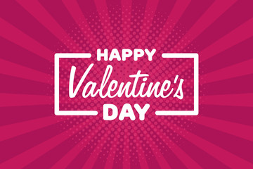 Greeting Card Happy Valentine's Day. Lettering on retro vintage background. Vector illustration