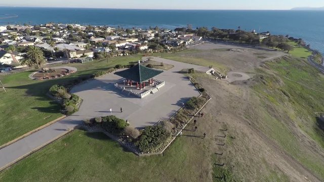 Korean Friendship Bell Pacific Ocean San Pedro Aerial 2.mov