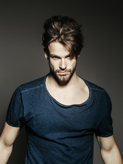 Fototapeta premium Serious man in fashionable shirt