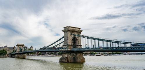 Fototapeta na wymiar Chain Bridge in Budapest view from left side