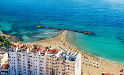 Fototapeta na wymiar Postiguet Beach in Alicante, Spain
