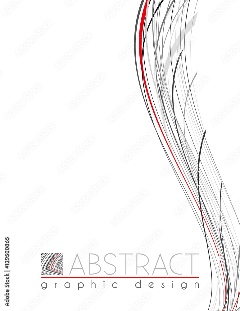 Aufkleber Wave. Abstract template with black, red and gray strips. Vector layout