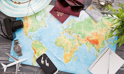 Business travel traveling map world concept.
