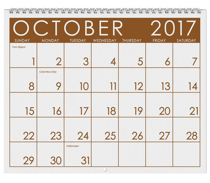 2017: Calendar: Month Of October With Halloween - Powered by Adobe