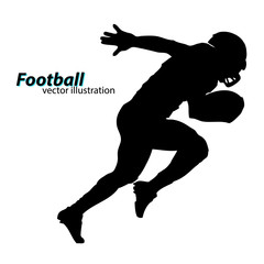 silhouette of a football player. Rugby. American footballer