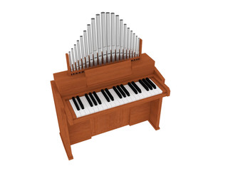 Fototapeta premium wooden organ 3D illustration isolated on white