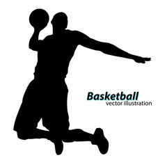 Silhouette of a basketball player.