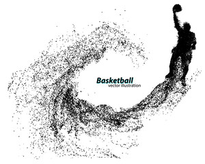 Naklejka na ściany i meble Basketball player from particles.