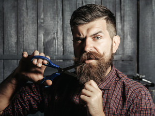 bearded man barber with scissors