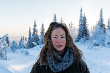 woman in snowy landscape